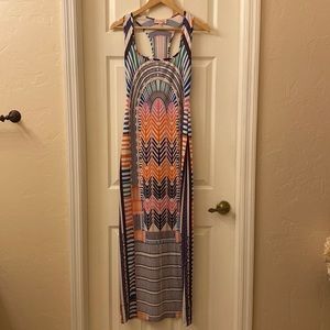 Mara Hoffman Pink and Orange Swim Coverup with Geometric Design